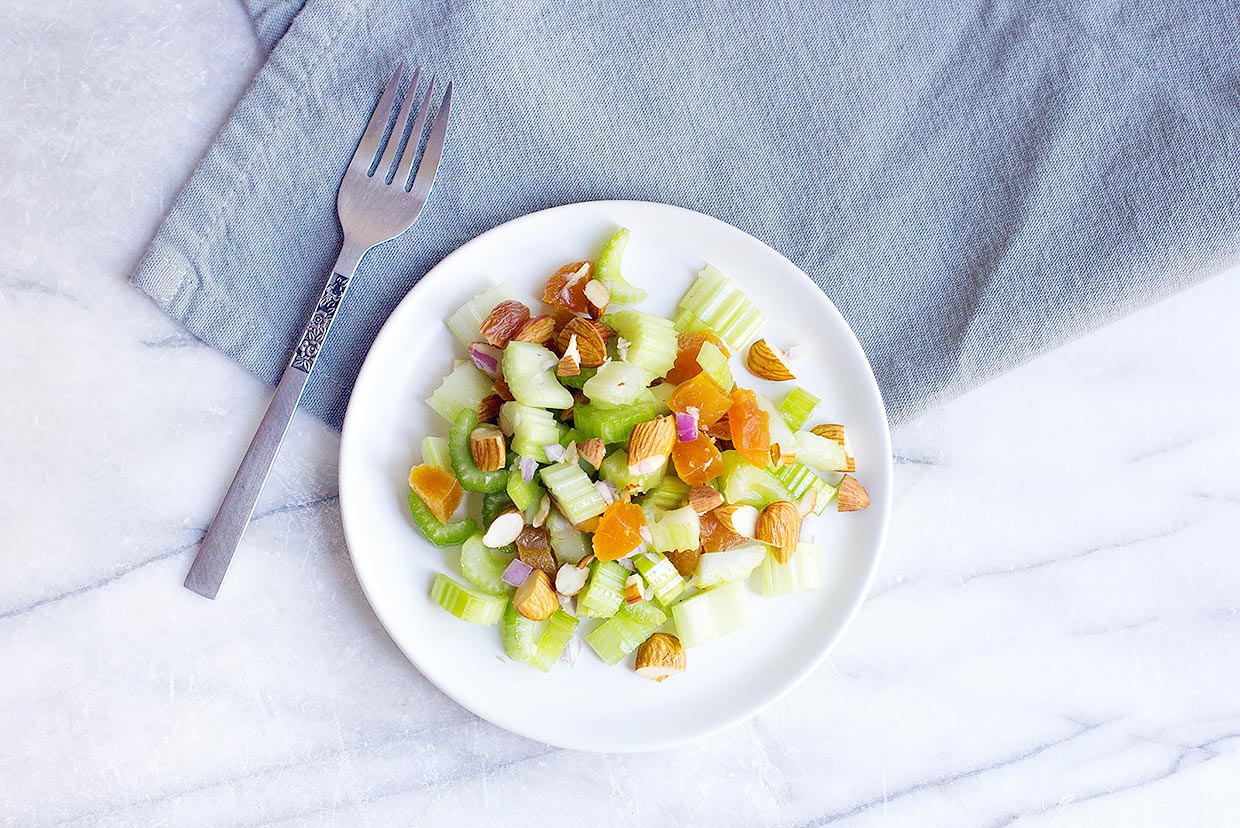 Almond Apricot Celery Salad Recipe MyFoodDiary