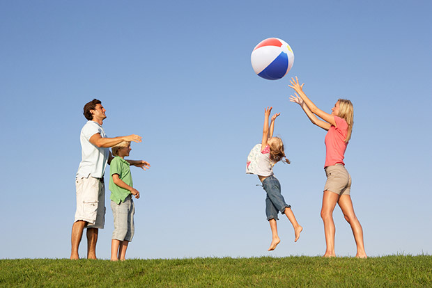 family playing toss