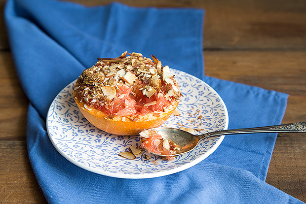 Warm Grapefruit with Almonds and Cinnamon