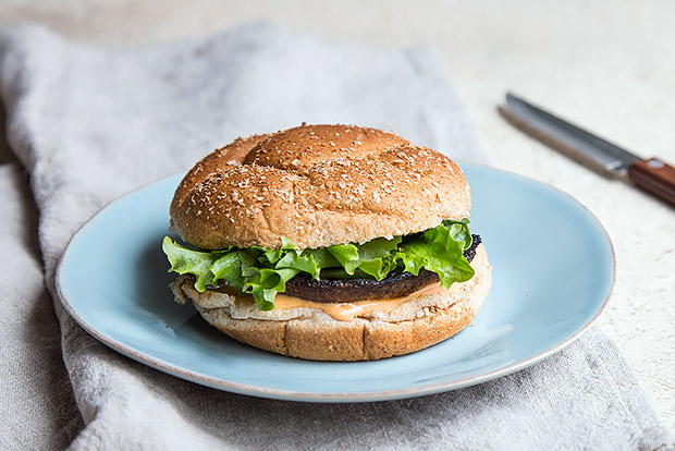 Portobello Mushroom Burger with Sriracha-Lime Sauce Recipe