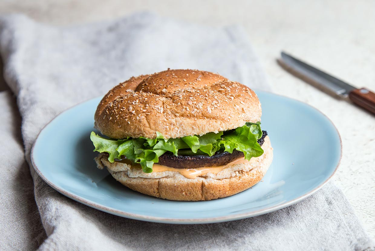 Portobello Mushroom Burger w/ SrirachaLime Sauce Recipe MyFoodDiary