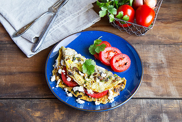 Vegetable and Feta Omelet Recipe | MyFoodDiary