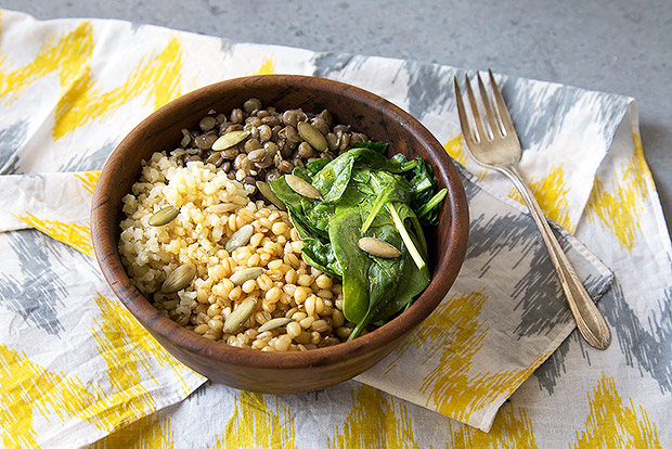 Healthy Grain Bowl with Orange Curry Dressing