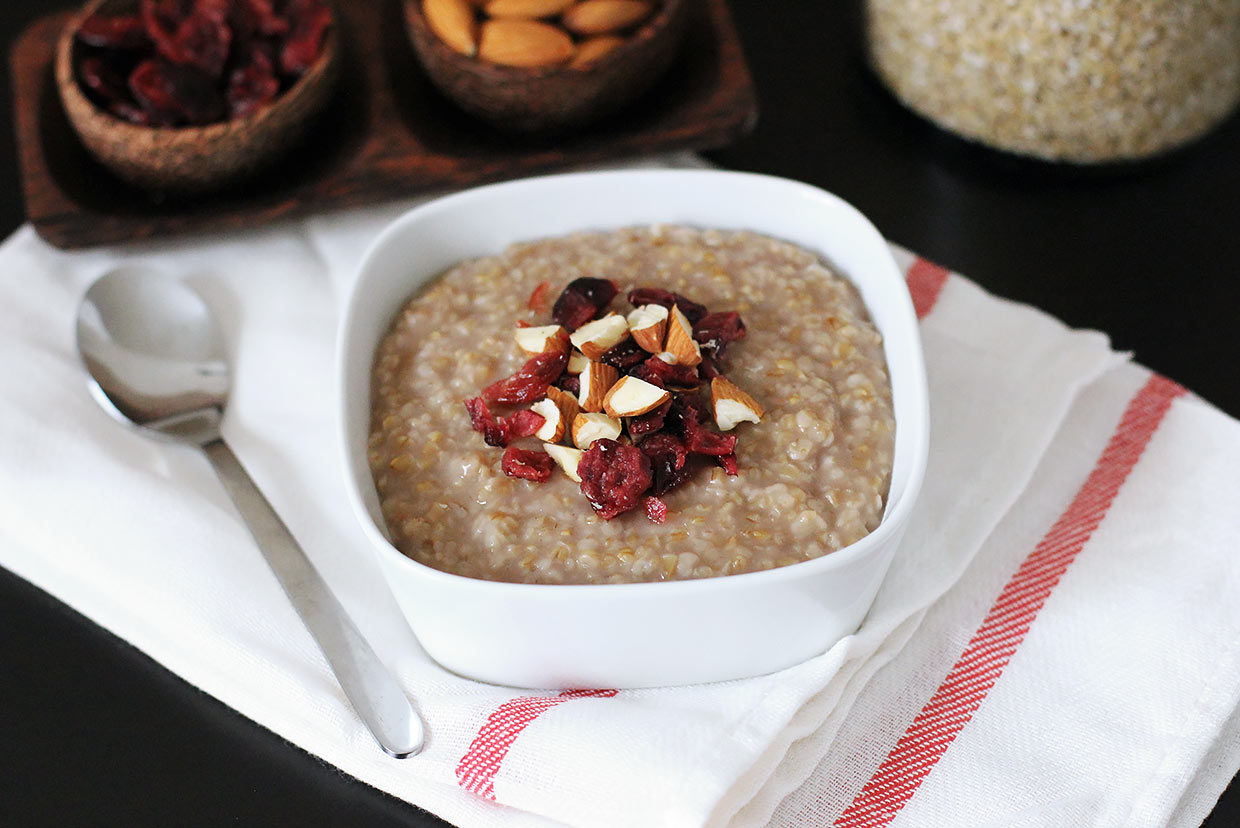 Almond Cherry Steelcut Oatmeal Recipe MyFoodDiary