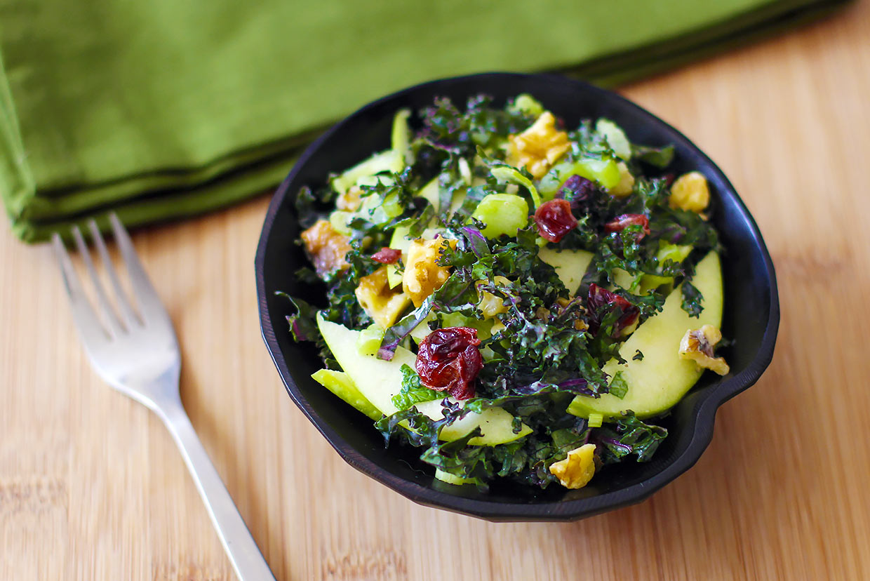 Apple Kale Salad with Mint Yogurt Dressing Recipe MyFoodDiary