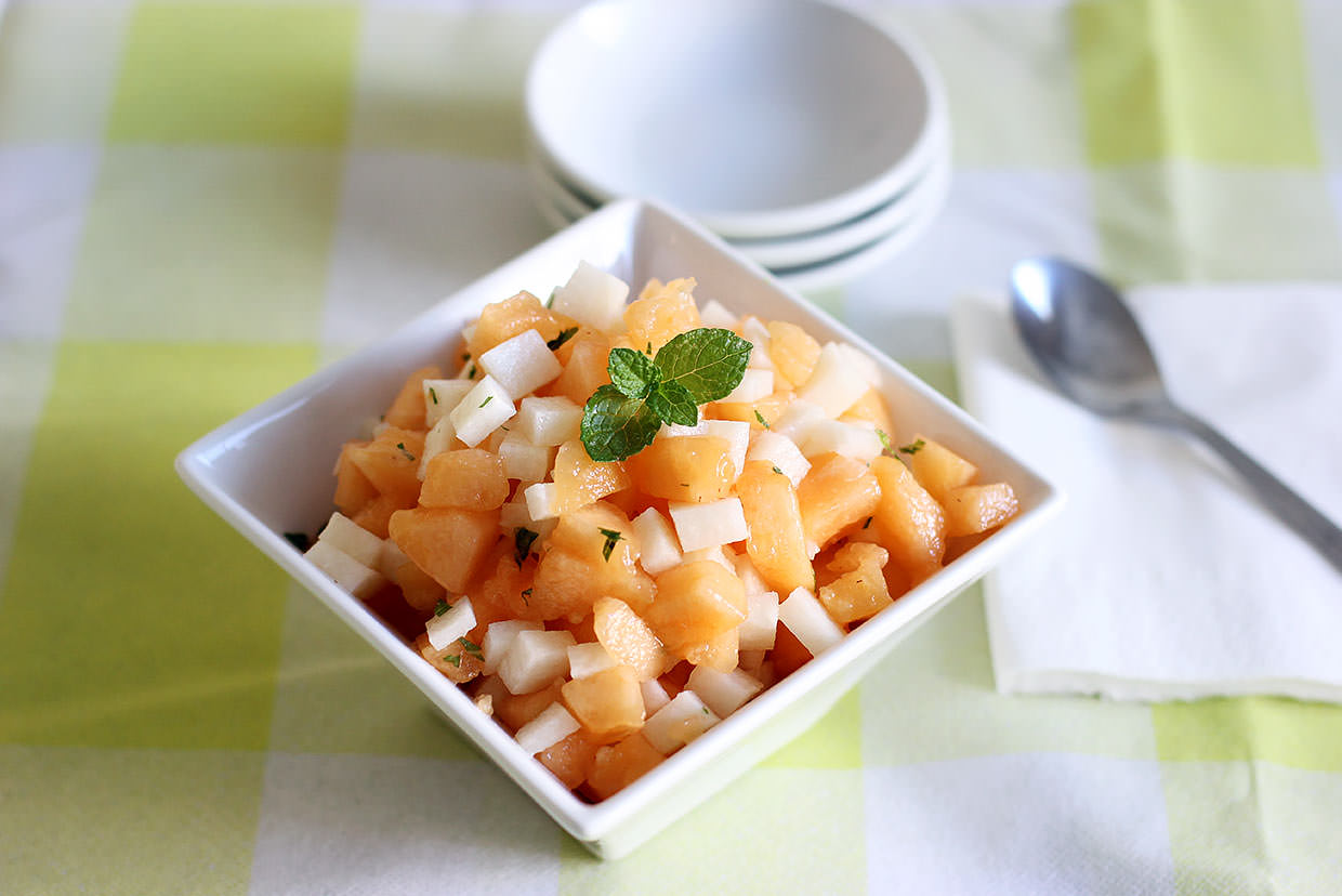 Jicama Melon Salad with HoneyLime Dressing Recipe MyFoodDiary