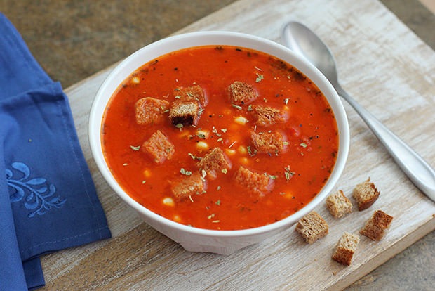 Mexican Roasted Red Pepper and Corn Soup Recipe