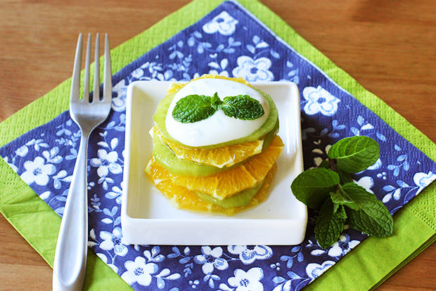 Orange Kiwi Fruit Salad with Honey Yogurt